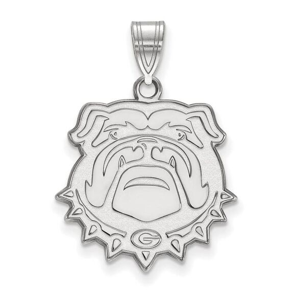 Sterling Silver U. of Georgia Large Bulldog Pendant - Picture 1 of 3